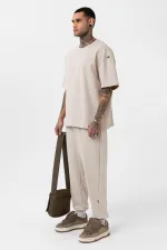 Paça Lastikli Basic Oversize Eşofman Takımı Bej