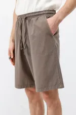 Oversize Keten Şort Vizon