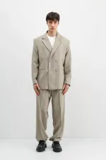 Costume croisé oversize, beige