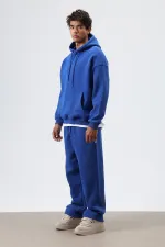 Sweat à capuche basique oversize délavé bleu marine