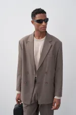 Costume croisé coupe décontractée, vison