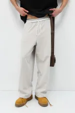 Bağcıklı Baggy Fit Eşofman Alt Ice Grı