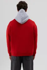 Sweat-shirt oversize rouge imprimé bicolore