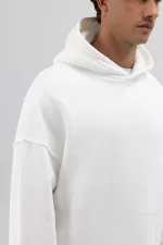 Basic Oversize Seamless Hooded Sweatshirt, Ecru