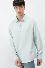 Chemise oversize en coton texturé bleu