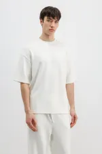 Modal Karışımlı Oversize Tişört Ekru