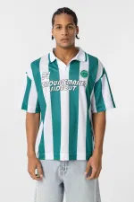 Oversize Polo Yaka Forma Tişört Yeşil