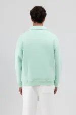 Sweat-shirt oversize à fermeture éclair et col montant, couleur menthe