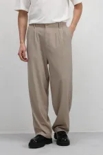 Baggy Fit Kumaş Pantolon Bej