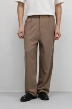 Pantalon ample en tissu, couleur vison