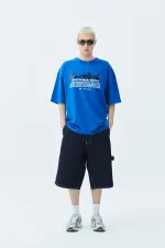 Atelier Kabartma Baskılı Oversize Tişört Saks