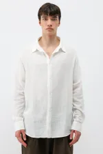 Chemise basique oversize à manches longues, écru