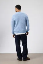 Bisiklet Yaka Oversize Triko Kazak Bebe Mavi