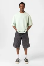 Yıkamalı Oversize Tişört Mint