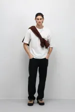 Dikiş Detaylı Relaxed Fit Jean Siyah