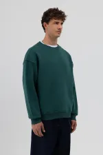 Basic Bisiklet Yaka Oversize Sweatshirt Nefti