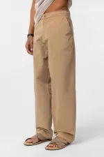 Washed Gabardine Baggy Pants in Tan