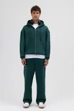 Sweat à capuche oversize basique zippé, bleu marine