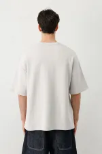 Kısa Kollu Boxy Fit Tişört Ice Grı