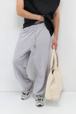 Basic Bel Lastikli  Eşofman Alt Gri Melanj