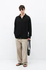 Uzun Kollu Basic Oversize Gömlek Siyah