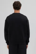 Basic Crew Neck Oversize Sweatshirt Black