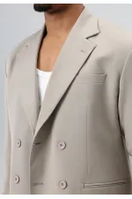 Costume croisé coupe décontractée couleur pierre