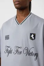 Baskılı Oversize Forma Tişört Gri