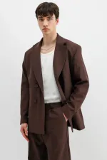 Costume croisé oversize marron