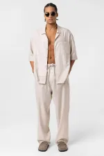 Baggy Keten Pantolon Bej