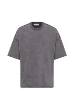 Yıkamalı Oversize Tişört Füme