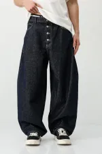 Barrel Fit Jeans Lacivert