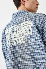 Chemise à carreaux à manches longues, bleu marine.