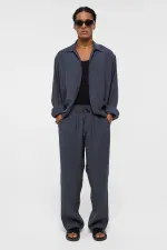 Basıc Oversize Uzun Kollu Modal Karışımlı Gömlek Antrasit