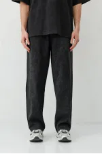 Baggy Fit Yıkamalı Eşofman Alt Siyah