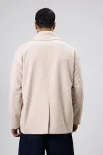 Veste courte oversize croisée en cachemire couleur pierre