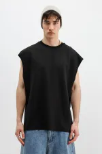 Oversize Kolsuz Basic Tişört Siyah