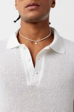 Polo Yaka Triko Oversize Tişört Ekru