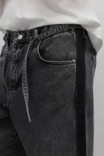 Jean baggy rayé gris avec ceinture