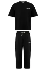 Paça Yırtmatçlı Oversize  Eşofman Takım Siyah