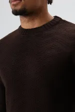 Crew Neck Oversize Knitted Sweater, Coffee