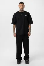 Paça Yırtmatçlı Oversize  Eşofman Takım Siyah