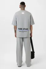 Paça Yırtmatçlı Oversize  Eşofman Takım Gri