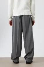 Baggy Fit Fabric Trousers Anthracite
