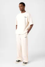 Label Detailed Oversize Modal Fabric Tracksuit Set, Ecru