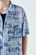 Patterned Corduroy Oversize Shirt Pattern-2