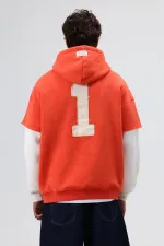 Sweat à capuche oversize avec détails aux manches, orange
