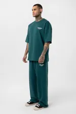 Care About Printed Oversize Tracksuit Set - Black Petrol