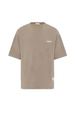 Label Detailed Oversize Modal Fabric Tracksuit Set Mink