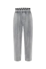 Yıkamalı Bel Detaylı Baggy Eşofman Alt Gri